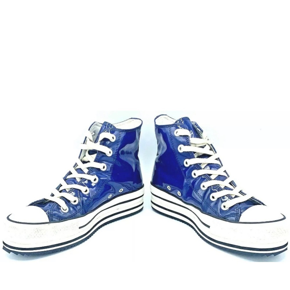 Puzzle High Top Shiny Navy Blue Sneakers